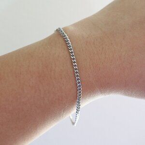 2.8mm Curb Cuban Chain Style Bracelet/Anklet Silver Stainless Steel